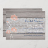 フローラ素朴とレースのブライダルシャワーの招待 招待状 (正面/裏面)