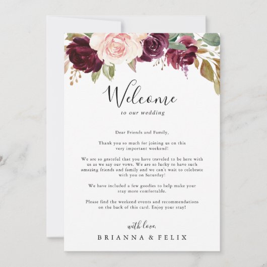 フローラ素朴と植物学結婚の歓迎の手紙 (正面)