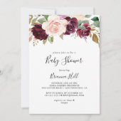 フローラ素朴と植物群葉の赤ちゃんシャワー 招待状 (正面)