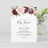 フローラ素朴と植物群葉の赤ちゃんシャワー 招待状 (スタンド正面)