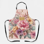 フローラ素朴なヴィンテージエレガントピンク エプロン (正面)