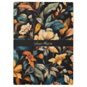 フローラ素朴なヴィンテージエレガントブラック クリップボード (裏面)