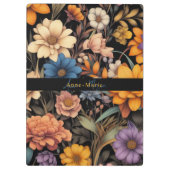 フローラ素朴なヴィンテージエレガントブラック クリップボード (裏面)