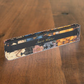 フローラ素朴なヴィンテージエレガントブラック デスクネームプレート (側面)