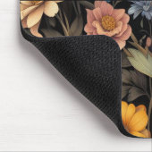 フローラ素朴なヴィンテージエレガントブラック マウスパッド (コーナー)