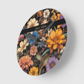 フローラ素朴なヴィンテージエレガントブラック ラウンド壁時計 (傾斜)