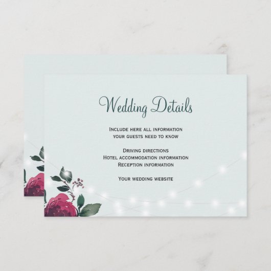 フローラ素朴な冬のウェディングゲスト詳細 エンクロージャーカード (正面/裏面)