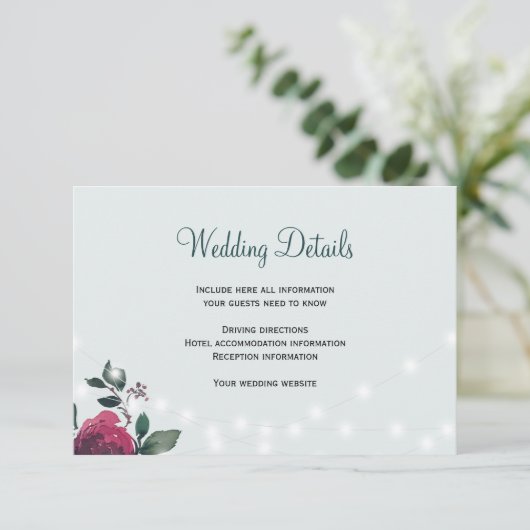 フローラ素朴な冬のウェディングゲスト詳細 エンクロージャーカード (スタンド正面)