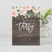フローラ素朴な木の光30歳の誕生日 招待状 (スタンド正面)