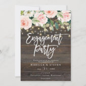 フローラ素朴な木材婚約パーティ 招待状 (正面)