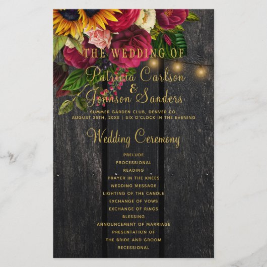 フローラ素朴な木材金ゴールド結婚灯の儀式 チラシ (正面)