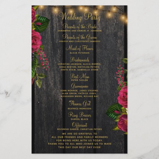 フローラ素朴な木材金ゴールド結婚灯の儀式 チラシ (裏面)