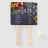 フローラ素朴な海軍の白結婚灯式 ハンドファン (正面&裏面)