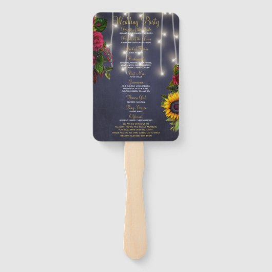 フローラ素朴な海軍の白結婚灯式 ハンドファン (裏面)