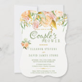 フローラ素朴な金ゴールドセージエレガントカップルのシャワー 招待状 (正面)