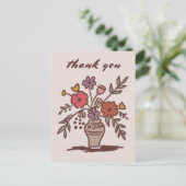 フローラ素朴のお洒落花瓶のスケッチ ポストカード (スタンド正面)