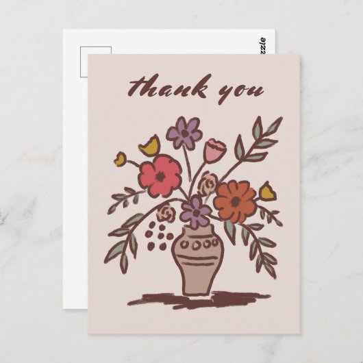 フローラ素朴のお洒落花瓶のスケッチ ポストカード (正面/裏面)