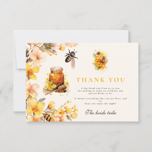フローラ素朴は彼女の蜂蜜のブライダルを見つけた サンキューカード (正面)