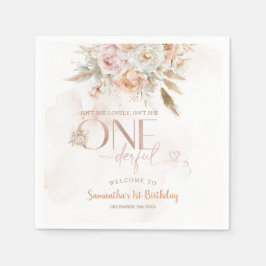 フローラ素朴は彼女のonederful誕生日紙 スタンダードカクテルナプキン