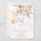 フローラ素朴は彼女はOnederful 1歳の誕生日ではない 招待状 (正面)