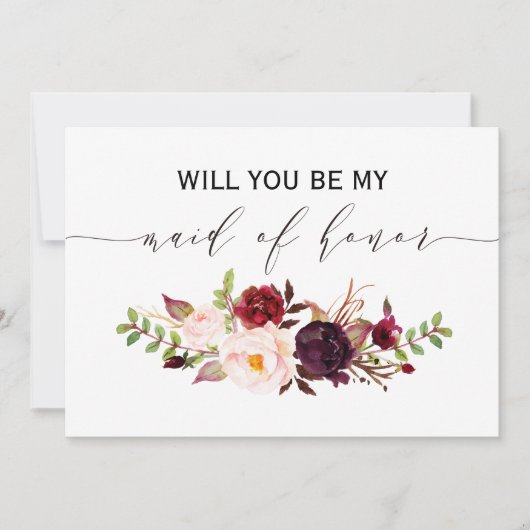 フローラ素朴は私のメイド・オブ・オーナー(花嫁付き添い人)の両面 招待状 (正面)