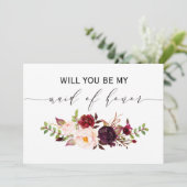 フローラ素朴は私のメイド・オブ・オーナー(花嫁付き添い人)の両面 招待状 (スタンド正面)