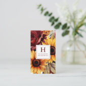 フローラ素朴ひまわりバーガンディーモノグラム 名刺 (スタンド正面)