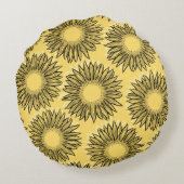 フローラ素朴ひまわり手書き ラウンドクッション (裏面)