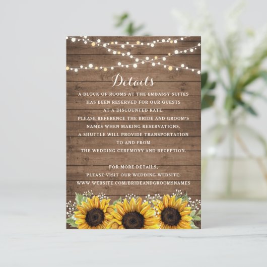 フローラ素朴ひまわり木ひもライト詳細 招待状 (スタンド正面)