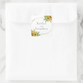 フローラ素朴ひまわり緑の幾何学模様 スクエアシール (バッグ)