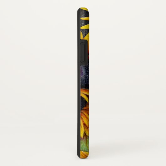 フローラ素朴ひまわり黄色いバーンドウッドモノグラム Case-Mate iPhoneケース (裏面/右)