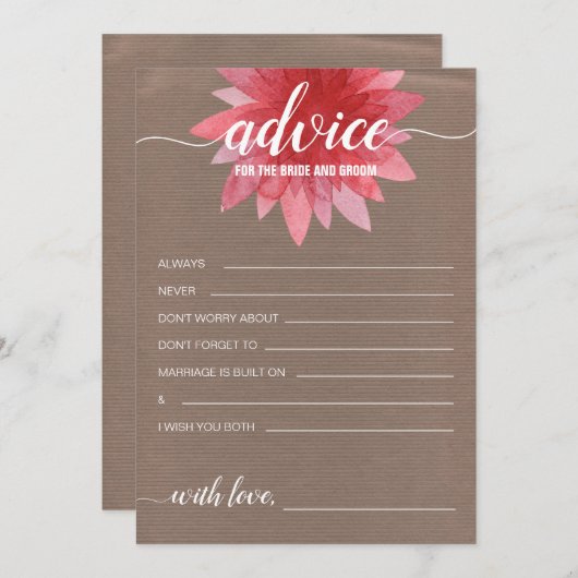 フローラ素朴アドバイスfor花嫁ブライダルシャワー アドバイスカード (正面/裏面)