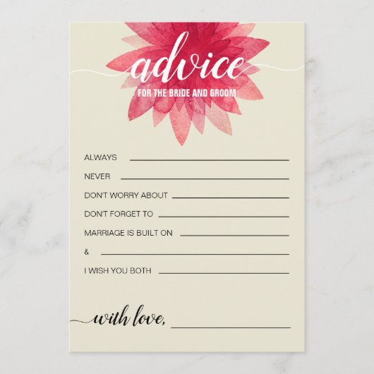 フローラ素朴アドバイスfor花嫁ブライダルシャワー アドバイスカード (正面)