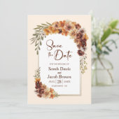 フローラ素朴アーチ結婚式の日付の保存 招待状 (スタンド正面)