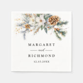 フローラ素朴ウィンターウェディング紙 スタンダードカクテルナプキン (正面)