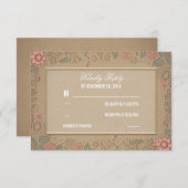 フローラ素朴ウェディングRSVPカード 出欠カード (正面/裏面)