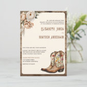 フローラ素朴ウエスタンカウボーイブーツQRコード結婚s 招待状 (スタンド正面)