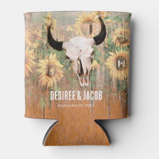 フローラ素朴ウエスタンサンフラワーズブルスカル 缶クーラー (正面)