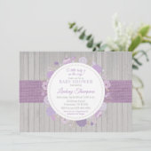 フローラ素朴ウッドガールパープルベビーシャワー 招待状 (スタンド正面)