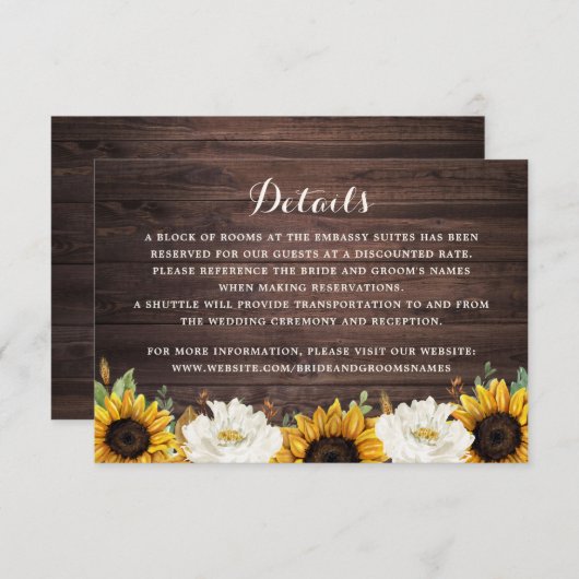 フローラ素朴ウッドサンフラワーグリーナリーバーン詳細 招待状 (正面/裏面)