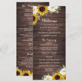 フローラ素朴ウッドサンフラワーグリーンリー結婚バーン プログラム (正面/裏面)