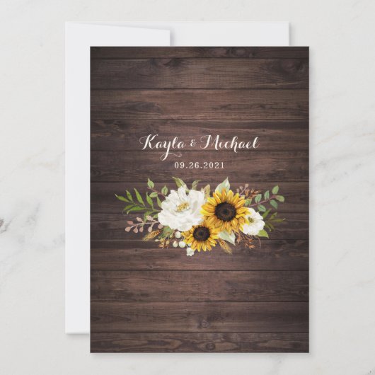 フローラ素朴ウッドサンフラワーズグリーナリーバーン 招待状 (裏面)