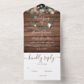 フローラ素朴ウッドストリングライツモノグラム結婚ズ オールインワン招待状 (内側)