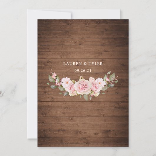 フローラ素朴ウッドバラストリングライトレース結婚ズ 招待状 (裏面)