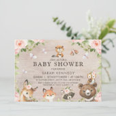フローラ素朴ウッドランドガールズベビーシャワー 招待状 (スタンド正面)