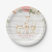 フローラ素朴ウッドランド動物女の子の赤ちゃんシャワー ペーパープレート (正面)