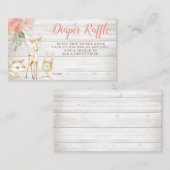 フローラ素朴ウッドランド動物少女おむつラッフル エンクロージャーカード (正面/裏面)