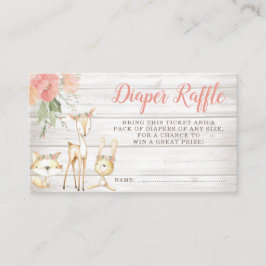 フローラ素朴ウッドランド動物少女おむつラッフル エンクロージャーカード