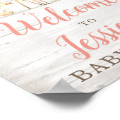 フローラ素朴ウッドランド動物赤ちゃんシャワー歓迎 ポスター (角)