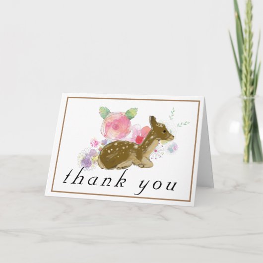 フローラ素朴ウッドランド赤ちゃんシャワーサンキューカード カード (正面)